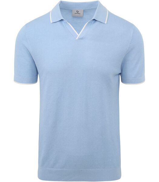 Suitable Kjell Knitted Polo Lichtblauw