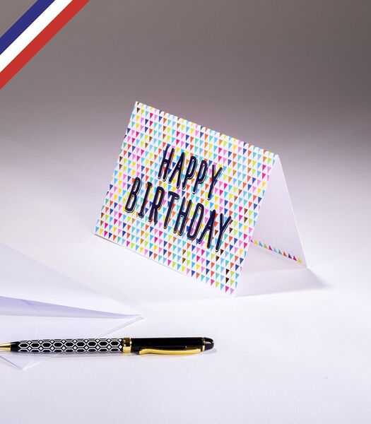 Carte double Happy birthday - Typo graphique