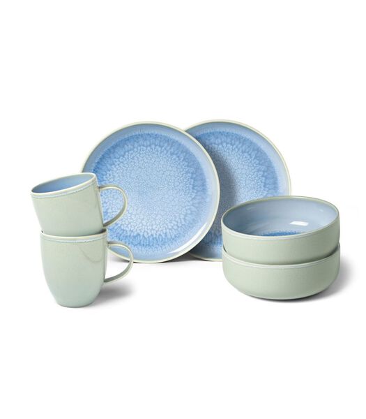 Ensemble de vaisselle  Crafted - Bleuet turquoise - 6 pièces