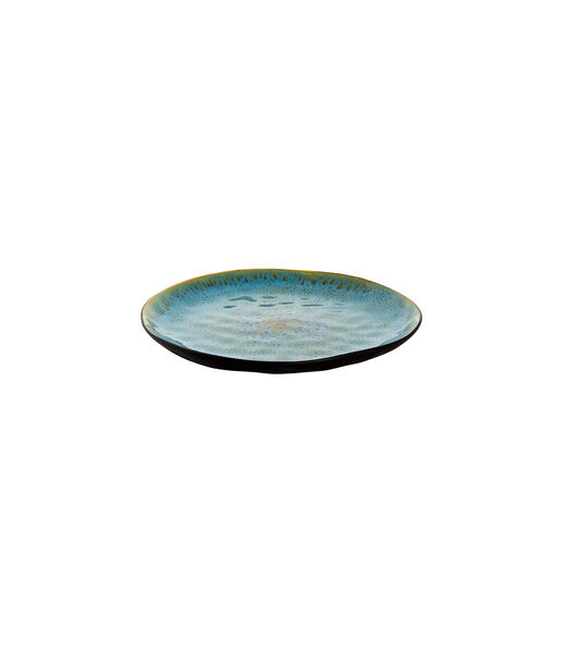 Bord Lotus 27.5 cm Turquoise Zwart Stoneware 6 stuks