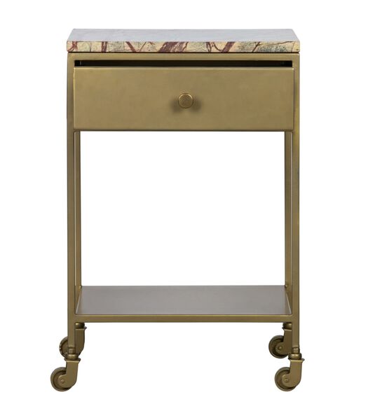 Table de chevet - Marbre - Laiton antique - 68,5x45x35 cm - Clinic