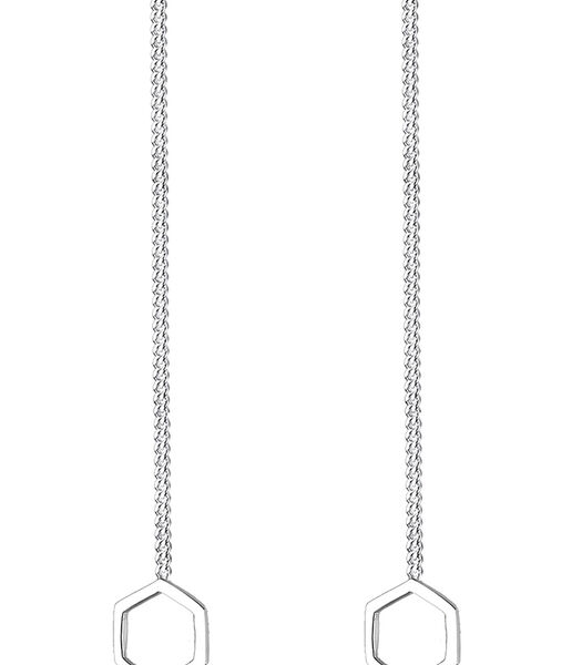 Oorbellen Dames Kettingzoeker Met Hexagon Hanger Basic In 925 Sterling Zilver