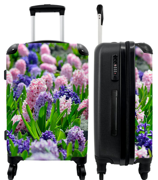 Handbagage Koffer met 4 wielen en TSA slot (Bloemen - Hyacint - Roze - Paars - Botanisch)