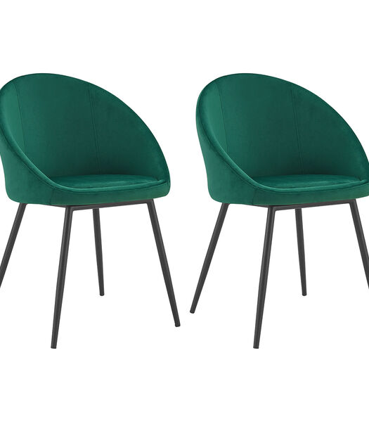 Set van 2 vintage DIANE groen fluwelen stoelen