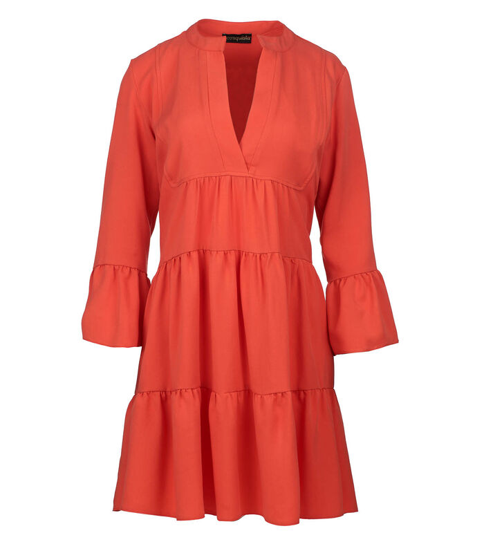 Robe orange en tencel à coutures froncées image number 0