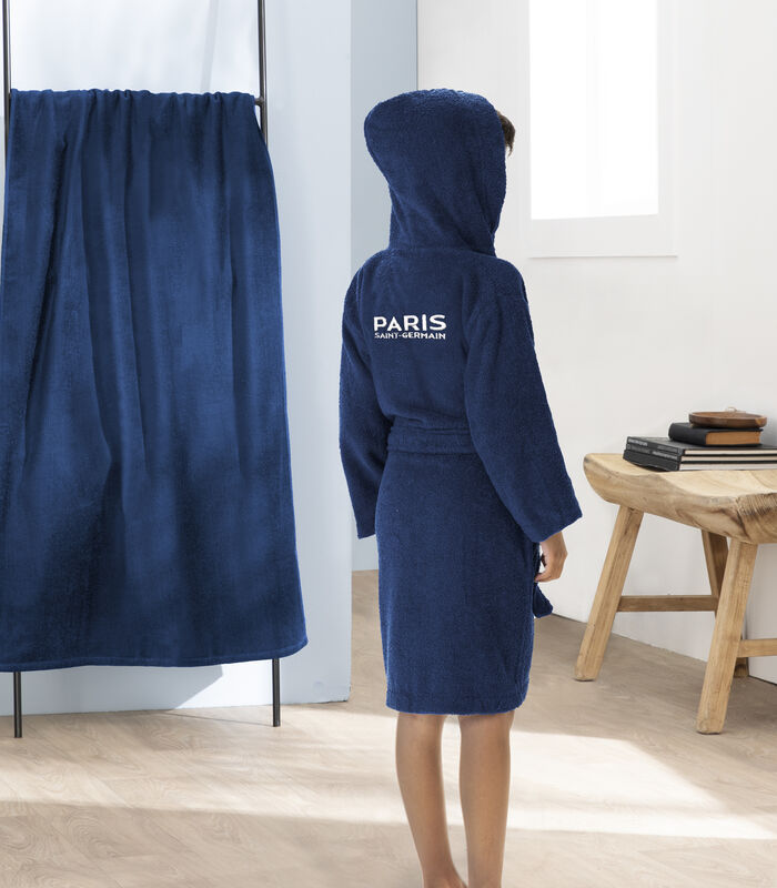 Kinderbadjas met kap en borduursel 100% katoen, PSG LINES image number 2