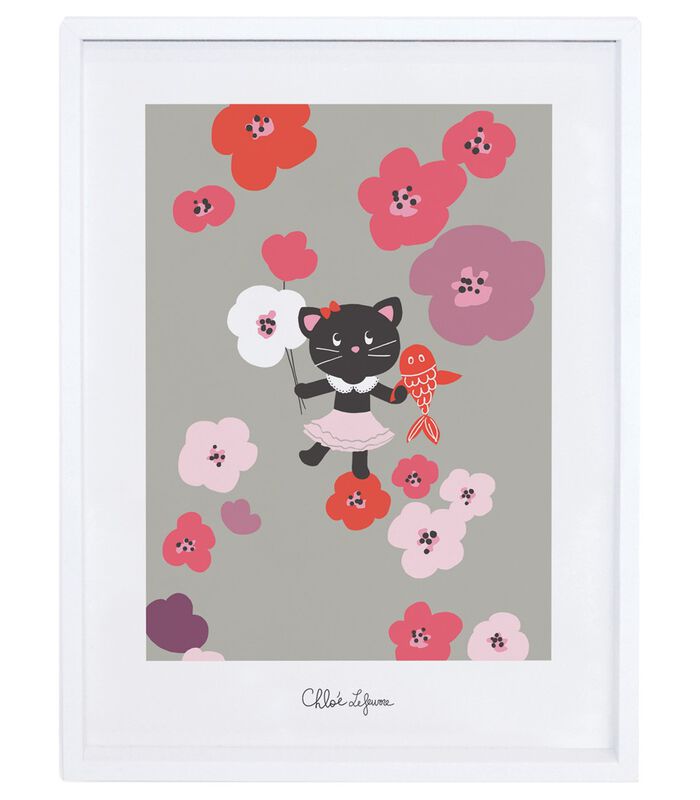 MILLY - Affiche chat et fleurs image number 1