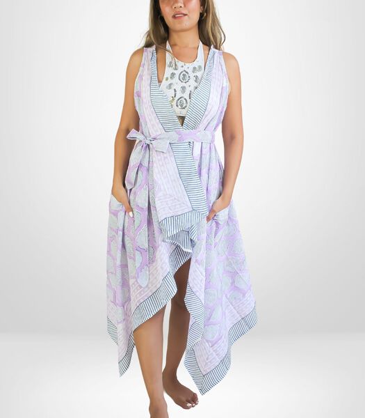 Robe de plage 'Lavender All Over Leaves Print Boho Dress'