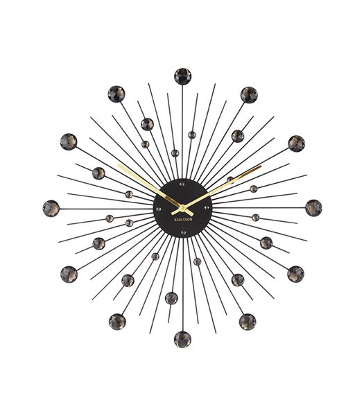 Horloge murale Sunburst - cristal/noir - Ø50cm