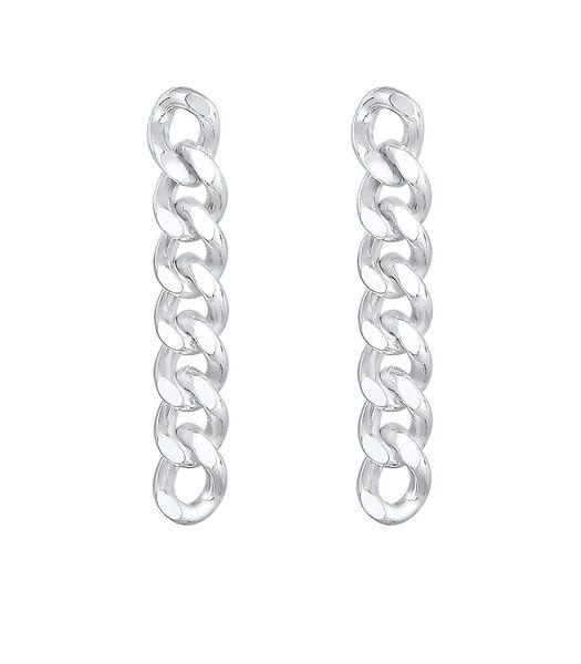 Oorbellen Dames Curb Chain Hanger In 925 Sterling Zilver Verguld
