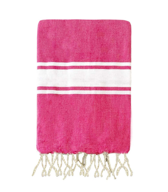 Traditionele katoenen handdoek 100 x 200 cm effen met 3 strepen image number 0