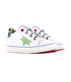 Witte Sneakers Met Groene Luipaardprint Hiel image number 2