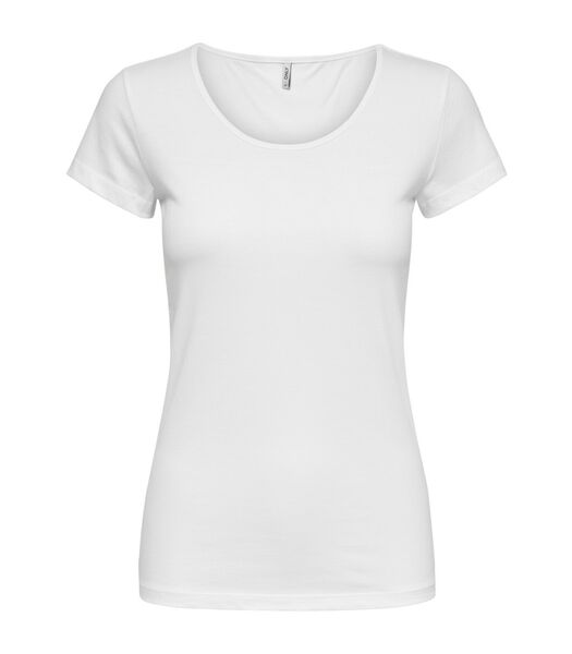 Dames-T-shirt manches courtes Live love life col ron...
