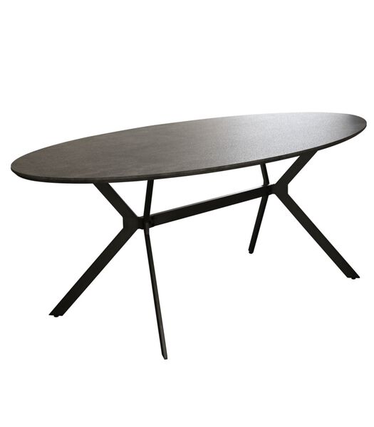 Trendy - Table de salle à manger - ovale -L200cm - MDF - impression 3D - aspect béton gris