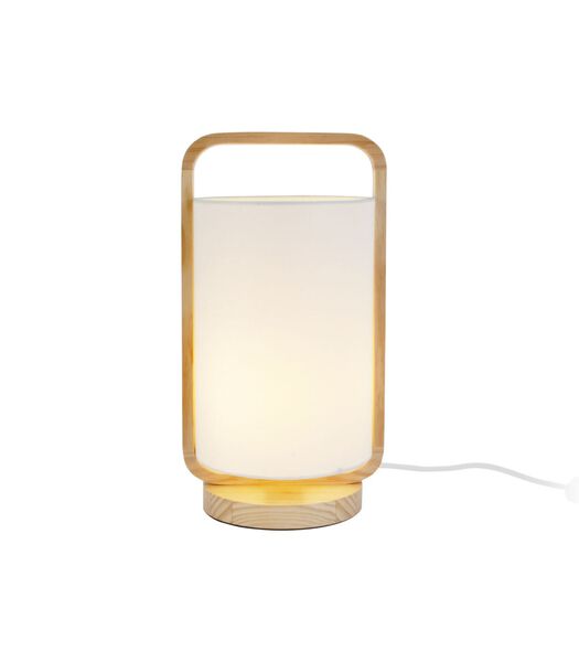 Tafellamp Snap - Hout met Witte Schaduw - Ø15,5x21,5cm