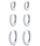 Boucles D'oreilles Créoles Pour Femmes Set De 3 Élégantes Avec Cristaux De Zirconium En Argent Sterling 925 Rhodié image number 0