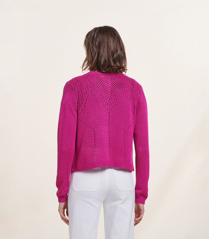 Gilet rose fuchsia manches longues encolure ronde image number 2