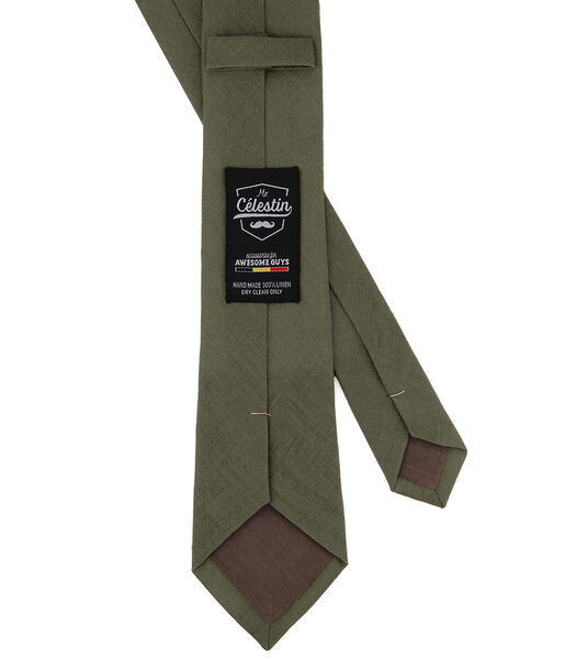 Cravate en lin vert kaki - COUNTRY - Fabriquée à la main