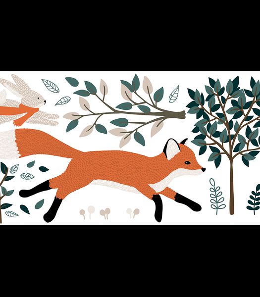 M. FOX - Stickers muraux - Forêt, renard et lapin