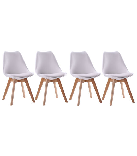 Lot de 4 chaises scandinaves NORA blanches avec coussin