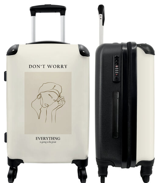 Handbagage Koffer met 4 wielen en TSA slot ('Don't worry everything is going to be great' - Abstract - Beige)