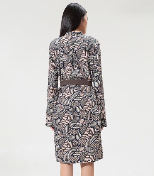 Robe-Tunique à garniture satin et imprimé rétro géométrique