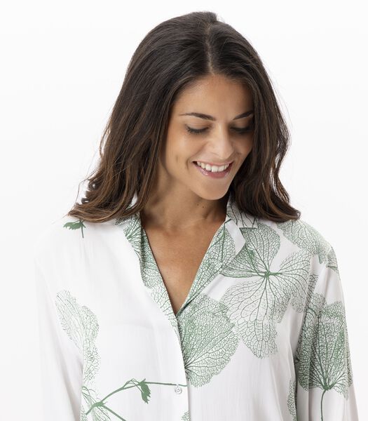 Pyjama met knopen en plantenpatroon van 100% viscose GINKGO 706
