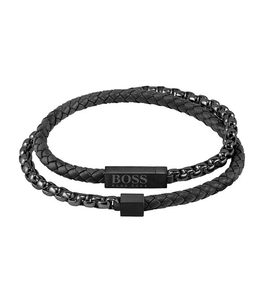 Double bracelet cuir noir 1580150M