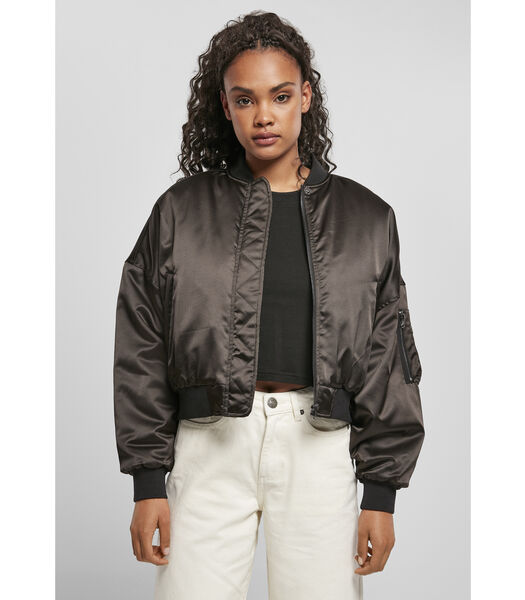 Dames bomber oversized satin