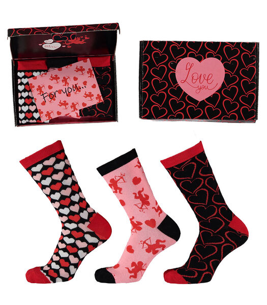 Valentijn Cadeau Sokken Giftbox Cupid Hearts Dames