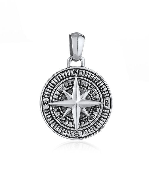 Pendentif Hommes Pendentif Boussole Massif En Argent Sterling 925 Oxydé