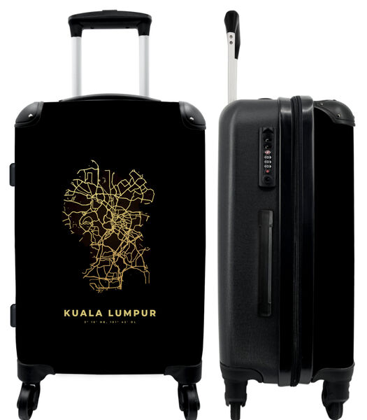 Bagage à main Valise avec 4 roues et serrure TSA (Carte - Or - Cartes - Kuala Lumpur)