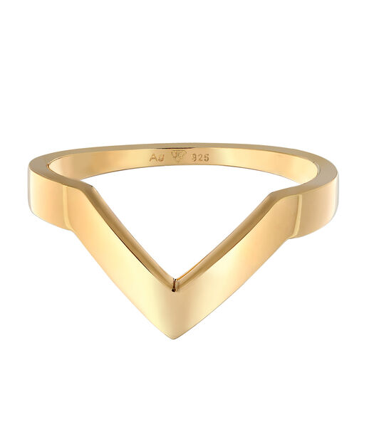 Ring Elli Premium Ring Dames V-Vorm Geo Basis In 925 Sterling Zilver Gerhodineerd