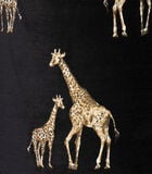 Coussin velours noir avec girafes brodées et franges image number 2