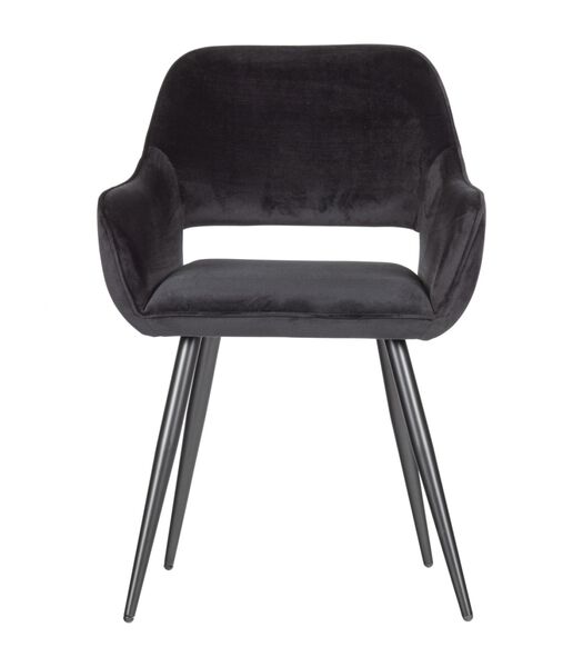 Lot de 2 Chaises de table - Velours - Noir - 80x60x57 cm - Jelle