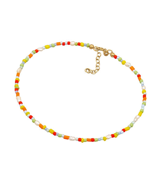 Bracelet De Cheville De Cheville Perles De Verre Pour Femmes Multicolores Avec Perles De Culture D'eau Douce En Argent Sterling 925