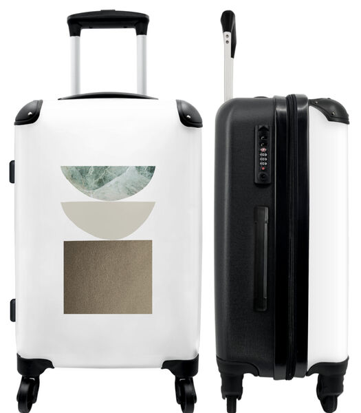 Bagage à main Valise avec 4 roues et serrure TSA (Abstrait - Beige - Marbre - Art)