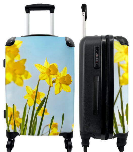 Bagage à main Valise avec 4 roues et serrure TSA (Fleurs - Jonquille - Jaune - Printemps - Botanique)