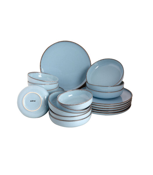 Service de vaisselle Antigo Porcelaine 6 personnes 24 pièces Bleu