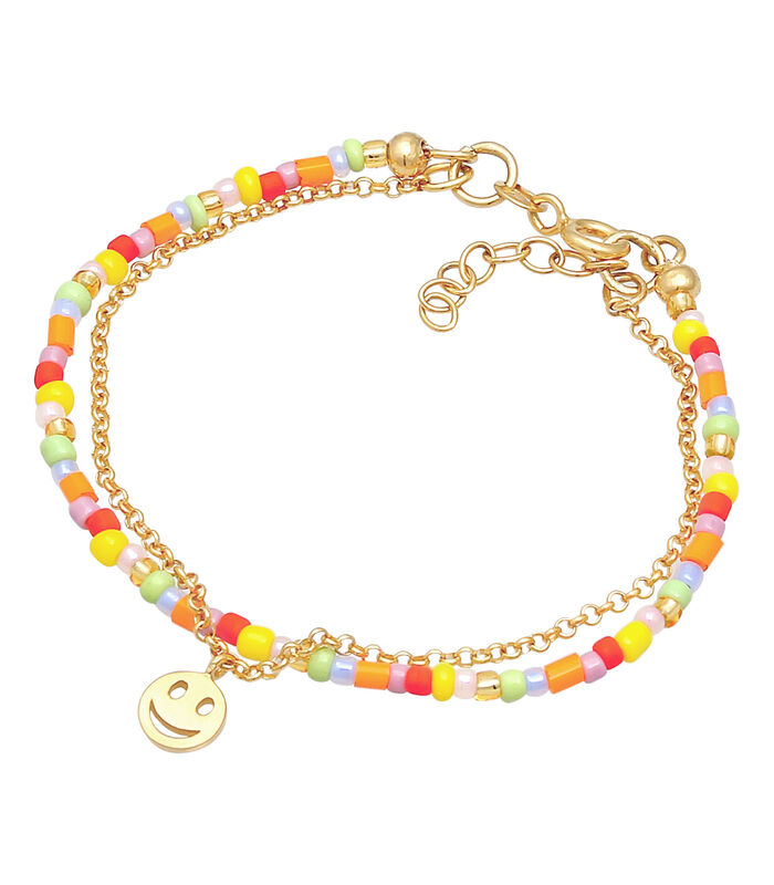 Bracelet Perles Pour Enfants Couche Beads Avec Smiling Face En Argent Sterling 925 Plaqué Or image number 1