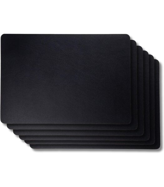 Sets de table  - Cuir végétalien - Noir - 46 x 33 cm - 6 pièces