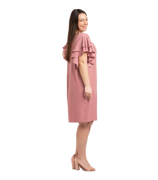Eenvoudige Eliana -jurk met donkere roze decoratieve mouwen