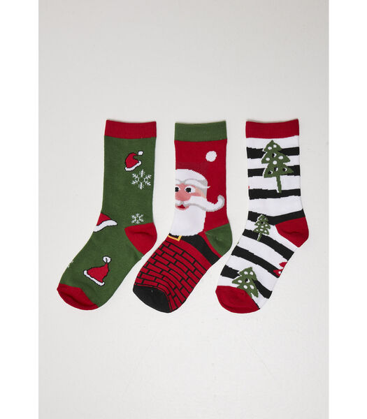 chaussettes stripe santa christmas (x3)
