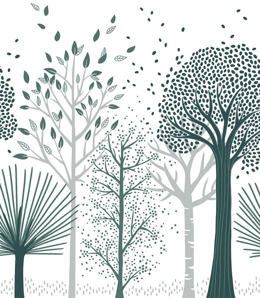 Papier peint panoramique arbres M. Fox, Lilipinso