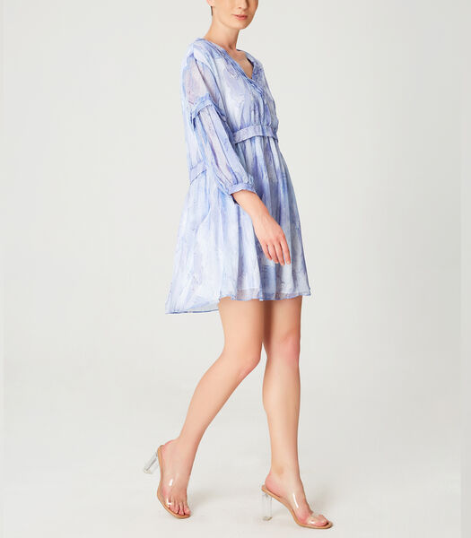 A-lijn chiffon mini-jurk met abstracte print