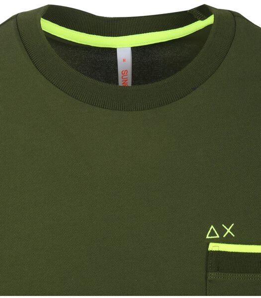 Sun68 T-Shirt Petites Rayures Vert Foncé