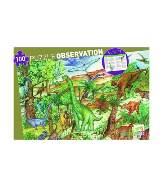observatiepuzzels Dinosaurs + booklet - 100 stukjes