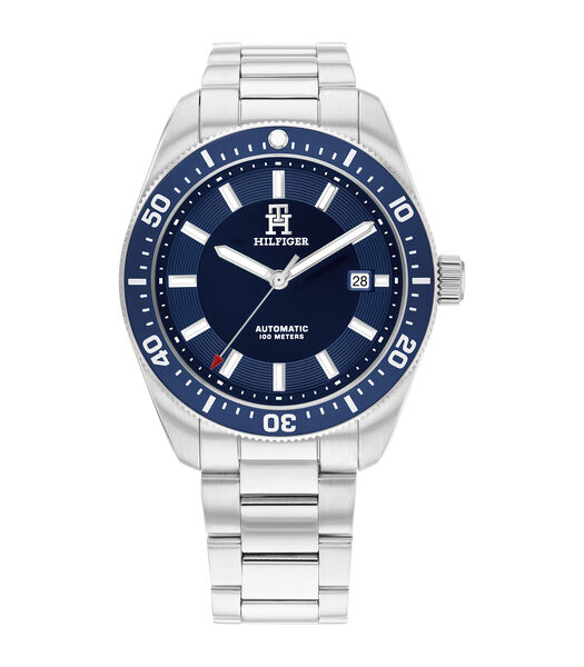Horloge automatisch stalen horloge met blauwe wijzerplaat 1710591