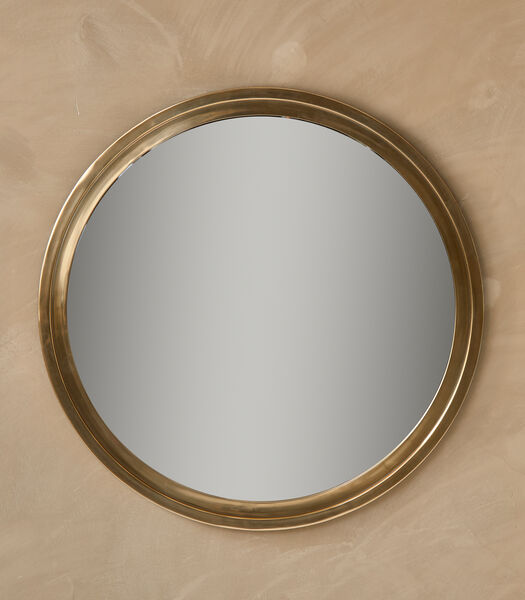 spiegel rond, wandspiegel - Sa Caleta - Goud - Aluminium, Glas, MDF