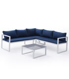 IBIZA modulaire tuinset in blauwe stof 4 zitplaatsen - wit aluminium image number 0